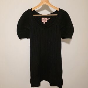 Vintage Juicy Couture Cashmere And Wool Knit Mini Sweater Black Dress Size Small